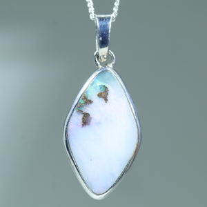 Natural Australian Queensland Boulder Opal Silver Pendant
