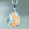 Natural Australian Solid Queensland Boulder Opal Silver Pendant