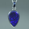 Solid Australian Lightning Ridge Black Opal Silver Pendant