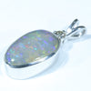 Australian Boulder Opal and Diamond Silver Pendant with Silver Chain (12mm x 8mm)  Code - Y119