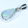 Australian Solid Opal and Diamond Silver Pendant with Silver Chain (14mm x 8.5mm) Code - Y117