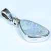Australian Solid Opal and Diamond Silver Pendant with Silver Chain (14mm x 8.5mm) Code - Y117