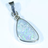 Sterling Silver - Solid Lightning Ridge Dark Opal - Natural Diamond 