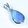Australian Boulder Opal and Diamond Silver Pendant with Silver Chain (11mm x 7mm)  Code - Y104