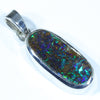 Australian Boulder Opal Silver Pendant with Silver Chain (17.5mm x 8mm) Code - Y75