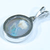 Australian Solid Opal and Diamond Silver Pendant with Silver Chain (11mm x 10mm) Code - Y89