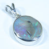 Australian Solid Opal and Diamond Silver Pendant with Silver Chain (11mm x 10mm) Code - Y89