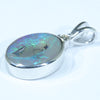 Australian Solid Opal and Diamond Silver Pendant with Silver Chain (11mm x 10mm) Code - Y89