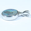 Australian Solid Opal and Diamond Silver Pendant with Silver Chain (11mm x 10mm) Code - Y89