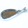 Australian Boulder Opal and Diamond Silver Pendant with Silver Chain (14mm x 6.5mm)  Code - Y122