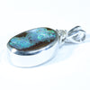 Australian Boulder Opal and Diamond Silver Pendant with Silver Chain (12mm x 8mm)  Code - Y109