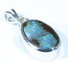 Australian Boulder Opal and Diamond Silver Pendant with Silver Chain (12mm x 8mm)  Code - Y109