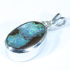 Australian Boulder Opal and Diamond Silver Pendant with Silver Chain (12mm x 8mm)  Code - Y109