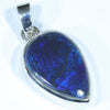 Australian Solid Black Opal Silver Pendant with Silver Chain (16mm x 11mm)  Code - Y49