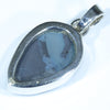 Australian Solid Black Opal Silver Pendant with Silver Chain (16mm x 11mm)  Code - Y49