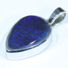 Australian Solid Black Opal Silver Pendant with Silver Chain (16mm x 11mm)  Code - Y49