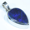 Australian Solid Black Opal Silver Pendant with Silver Chain (16mm x 11mm)  Code - Y49