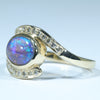 Lightning Ridge Crystal Opal and Diamond  Gold Ring - Size 7.25 US Code - V008
