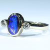 10k Gold - Solid Queensland Boulder Opal - Natural Diamonds