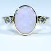 Natural Australian Lightning Ridge Crystal Opal Gold and Diamond Ring