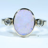 Lightning Ridge Crystal Opal Gold and Diamond Ring - Australian Opal Shop Gold Coast