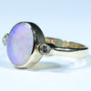 10k Gold - Solid Lightning Ridge Crystal Opal - Natural Diamonds