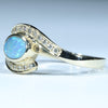 Natural Solid Australian Boulder Opal and Diamond Gold Ring - Size 6.75  US Code - V015