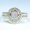 Lightning Ridge Solid Dark Opal & Diamond Gold Engagement and Wedding Ring Set - Size 6.75 US Code V013
