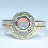 Natural Australian Lightning Ridge Opal Golda and Diamond Engagement Wedding Ring Set