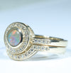 Lightning Ridge Solid Dark Opal & Diamond Gold Engagement and Wedding Ring Set - Size 6.75 US Code V013