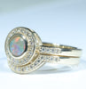 Lightning Ridge Solid Dark Opal & Diamond Gold Engagement and Wedding Ring Set - Size 6.75 US Code V013