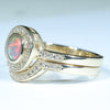Lightning Ridge Solid Dark Opal & Diamond Gold Engagement and Wedding Ring Set - Size 6.75 US Code V013