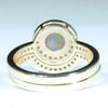 Lightning Ridge Solid Dark Opal & Diamond Gold Engagement and Wedding Ring Set - Size 6.75 US Code V013