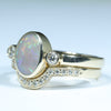 Lightning Ridge Solid Dark Opal & Diamond Gold Engagement and Wedding Ring Set - Size 6.25 US Code V010