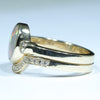 Lightning Ridge Solid Dark Opal & Diamond Gold Engagement and Wedding Ring Set - Size 6.25 US Code V010