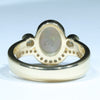Lightning Ridge Solid Dark Opal & Diamond Gold Engagement and Wedding Ring Set - Size 6.25 US Code V010