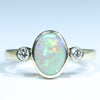 Lightning Ridge Solid Dark Opal & Diamond Gold Engagement and Wedding Ring Set - Size 6.25 US Code V010