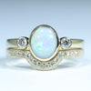 Natural Australian Lighting Ridge Opal Engagement Wedding Gold and Diamond Ring Set