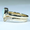 Lightning Ridge Solid Opal & Diamond Gold Engagement and Wedding Ring Set - Size 7 US Code V012