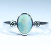Natural Australian Lighting Ridge Opal Silver and Diamond Ring