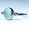 Lightning Ridge Solid Dark Opal and Diamond Silver Ring - Size 9 Code CC413