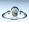 Lightning Ridge Solid Dark Opal and Diamond Silver Ring - Size 9 Code CC413
