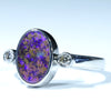 Sterling Silver - Solid Queensland Boulder Opal - Natural Diamonds