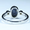 Lightning Ridge Solid Black Opal and Diamond Silver Ring - Size 7 Code CC420