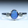 Natural Australian Boulder Opal Silver and Diamond Ring