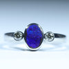 Natural Australian Boulder Opal Silver and Diamond Ring
