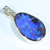 Natural Australian Boulder Opal and Diamond Gold Pendant (17mm x 11mm) Code - Z46