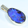 Natural Australian Boulder Opal and Diamond Gold Pendant (17mm x 11mm) Code - Z46