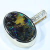 Natural Australian Boulder Opal and Diamond Gold Pendant (15.5mm x 11mm) Code - Z45