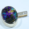 Natural Australian Boulder Opal and Diamond Gold Pendant (15.5mm x 11mm) Code - Z45